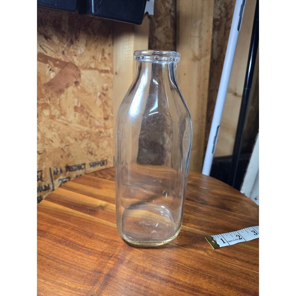 Vintage Clear Glass Milk Bottle Embossed Sealed LG 535-39 Farmhouse Decor